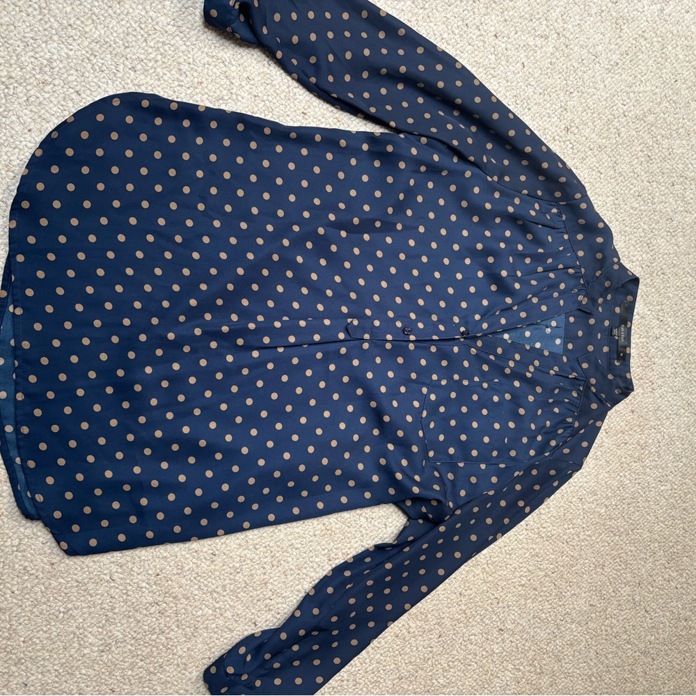 Fun 2 Fun Navy and Tan Polka Dot Top